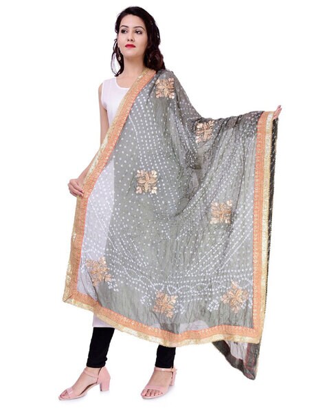 Abstract Print Dupatta with Embellished Accent Price in India
