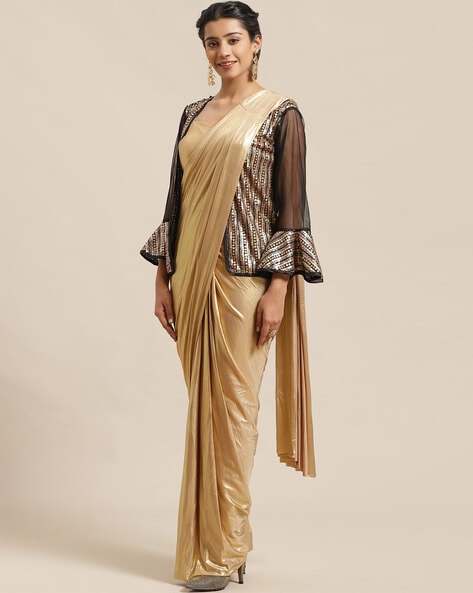 Pure Silk Sari Indian Vintage Sarees for Women Metallic Gold Handloom Saree  Bridal Ready Made Saree Simple Wedding Outfit Handwoven Tissue - Etsy