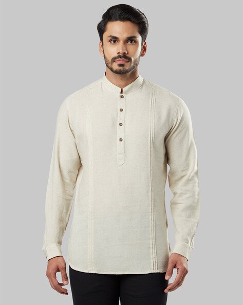 Ajay Arvindbhai Khatri Men's Half Sleeve Kurta Pyjama Set Pista Color