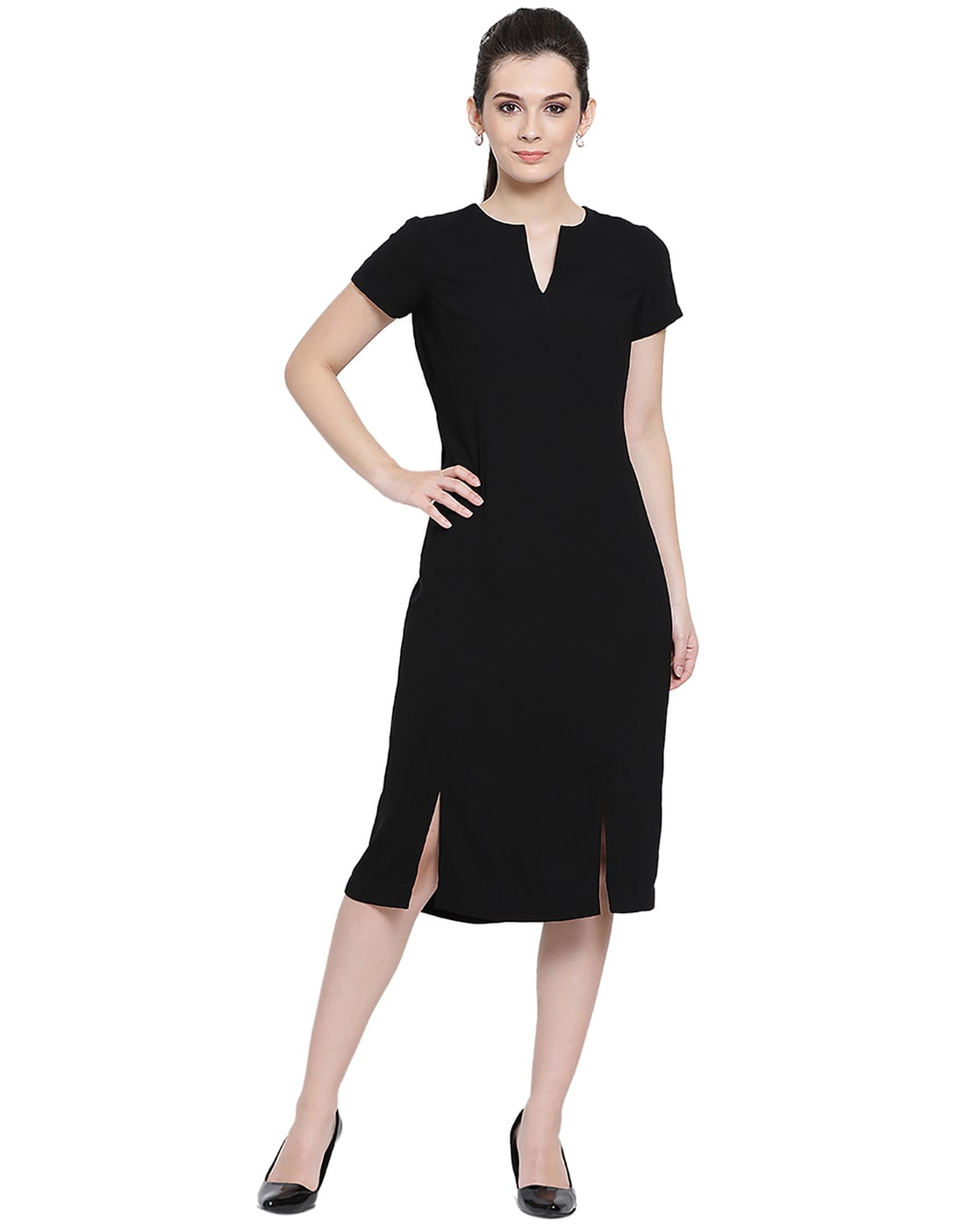 Golden Paisely Design Printed Black Dress Dresses for Women - Go Devil