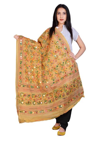 Embroidered Dupatta with Mirror Work Price in India