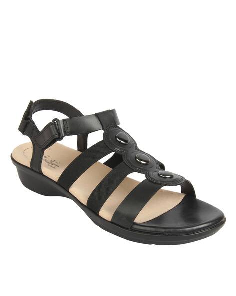clarks black flat sandals