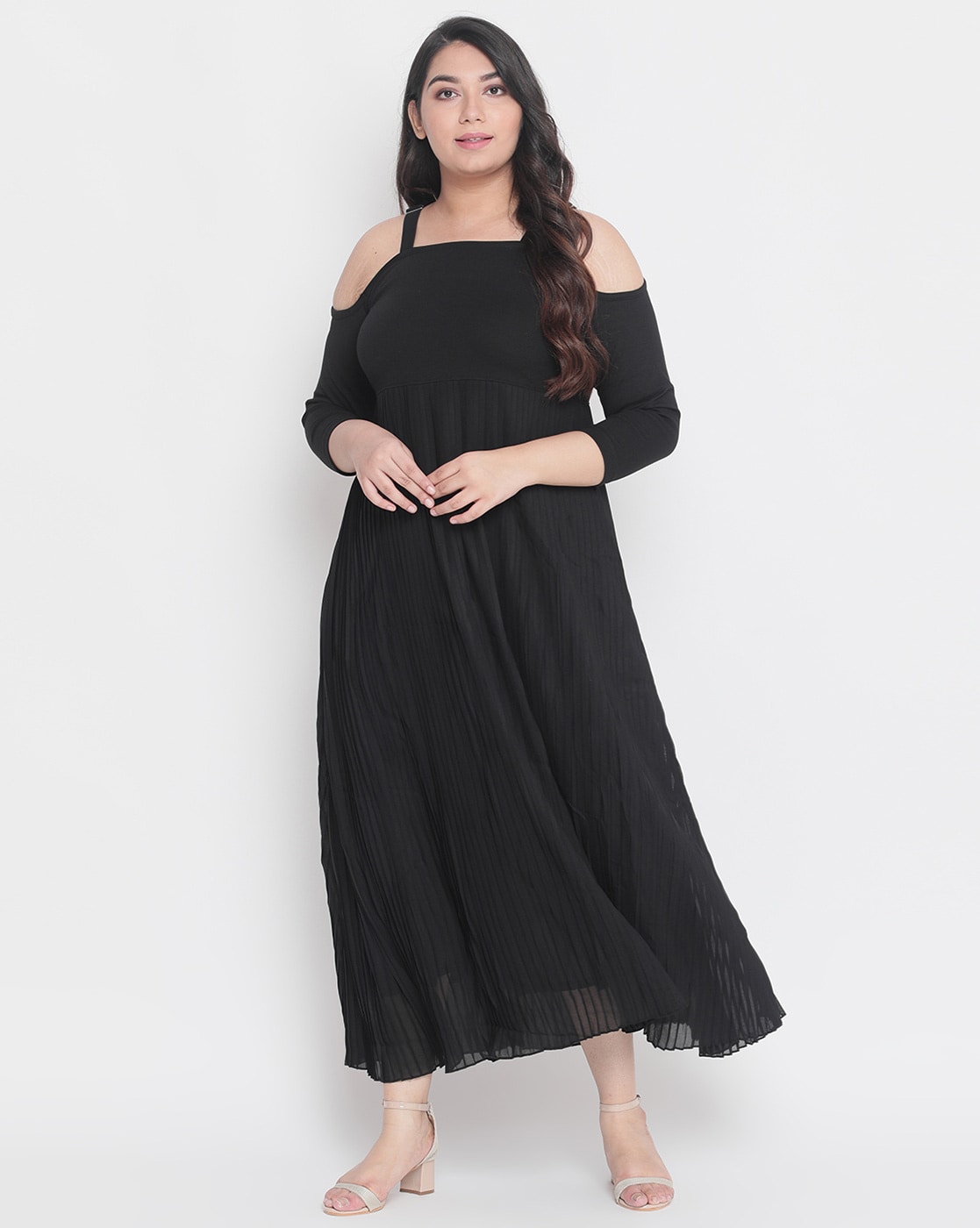 black off shoulder gown dress