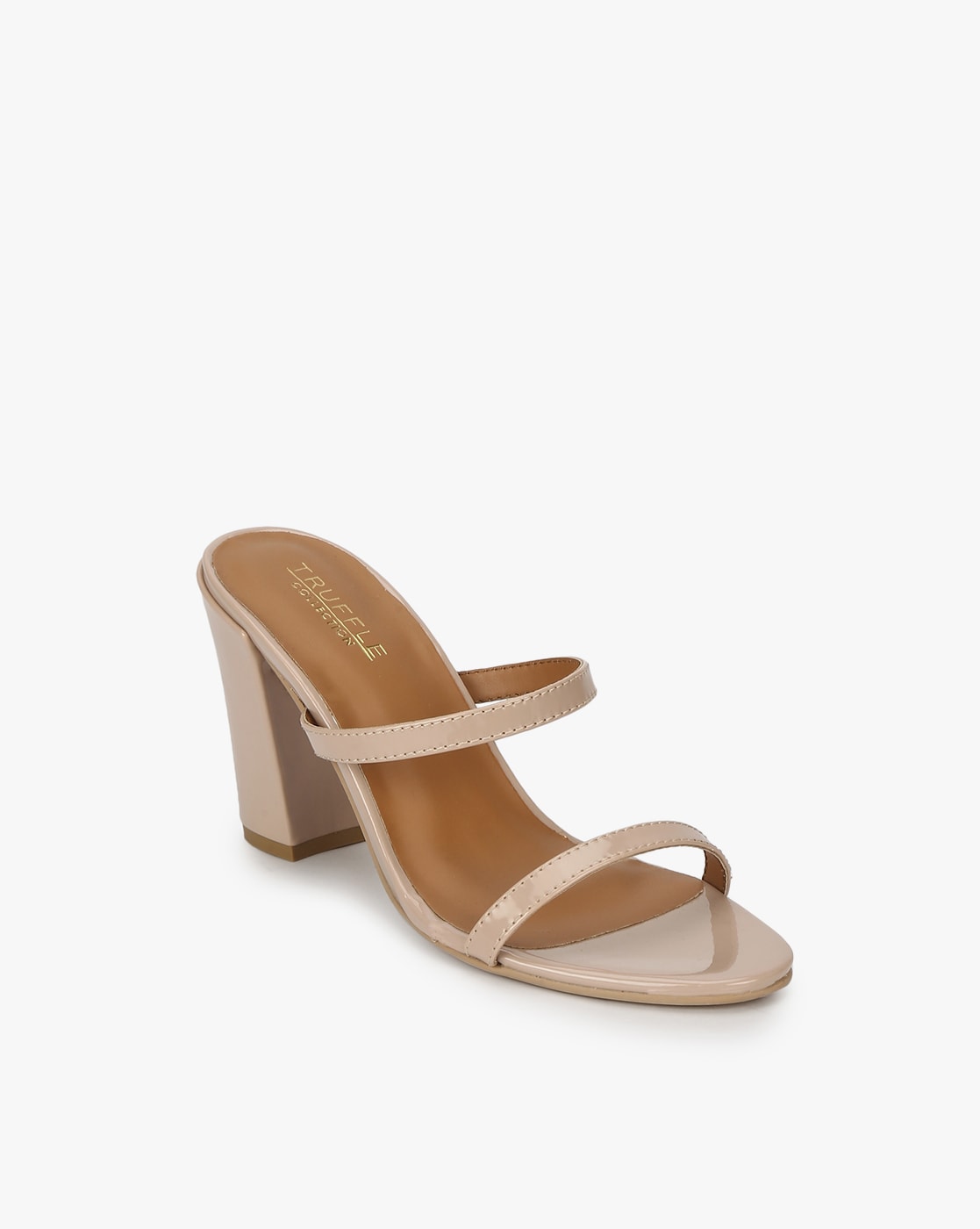 Truffle Collection square toe block heel sandals in tan | ASOS