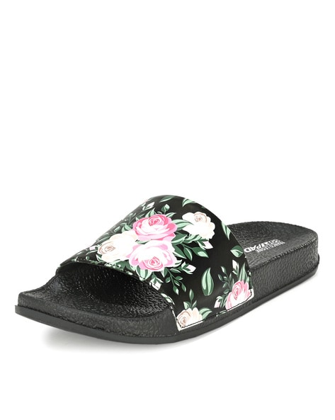 floral print slippers