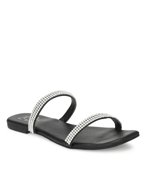 Black bling flat online sandals