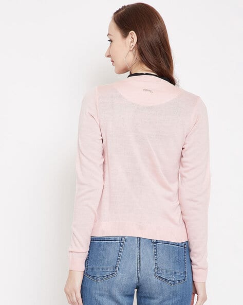 pink sweater button up