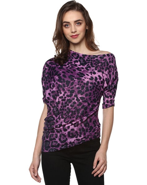 Mayra Animal Print Top with Extended Sleeves