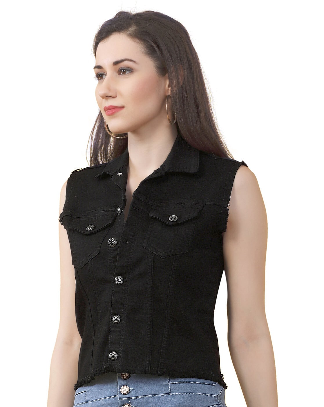 Buy Girls Black Distressed Neon Button Denim Jacket Online at Sassafras