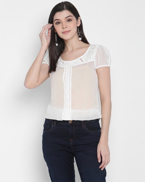 Buy White Tops for Women by PORSORTE Online