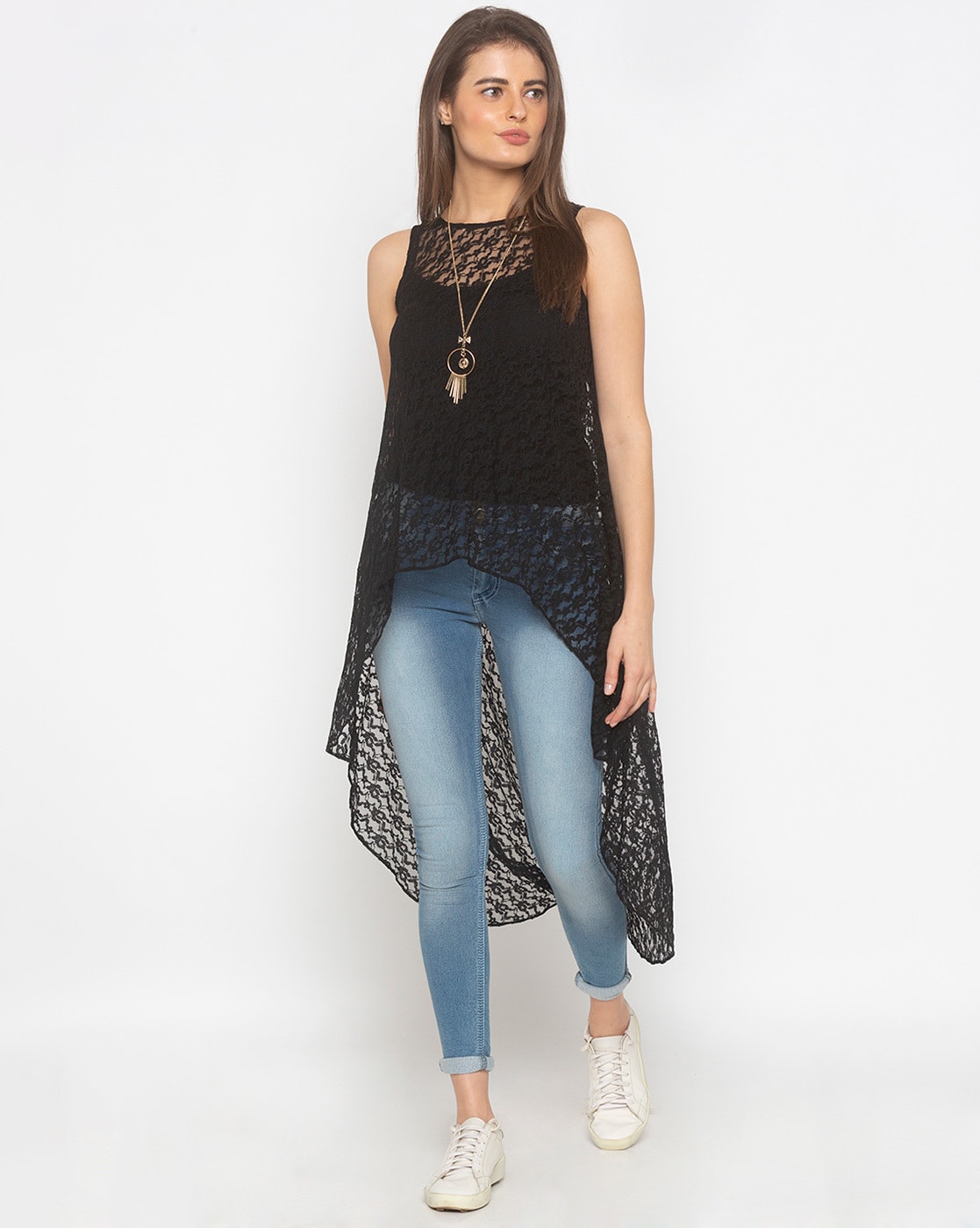 high low lace top