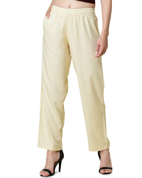 Fsqjgq Casual Comfy High Waist Palazzo Pants Cream Pants for Women High  Waist Wide Leg Pants Solid Pleated Casual Pants Pockets Trousers  Multi-Color L - Walmart.com