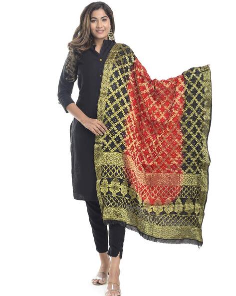 Embellished Tie & Dye Dupatta with Contrast Border Price in India