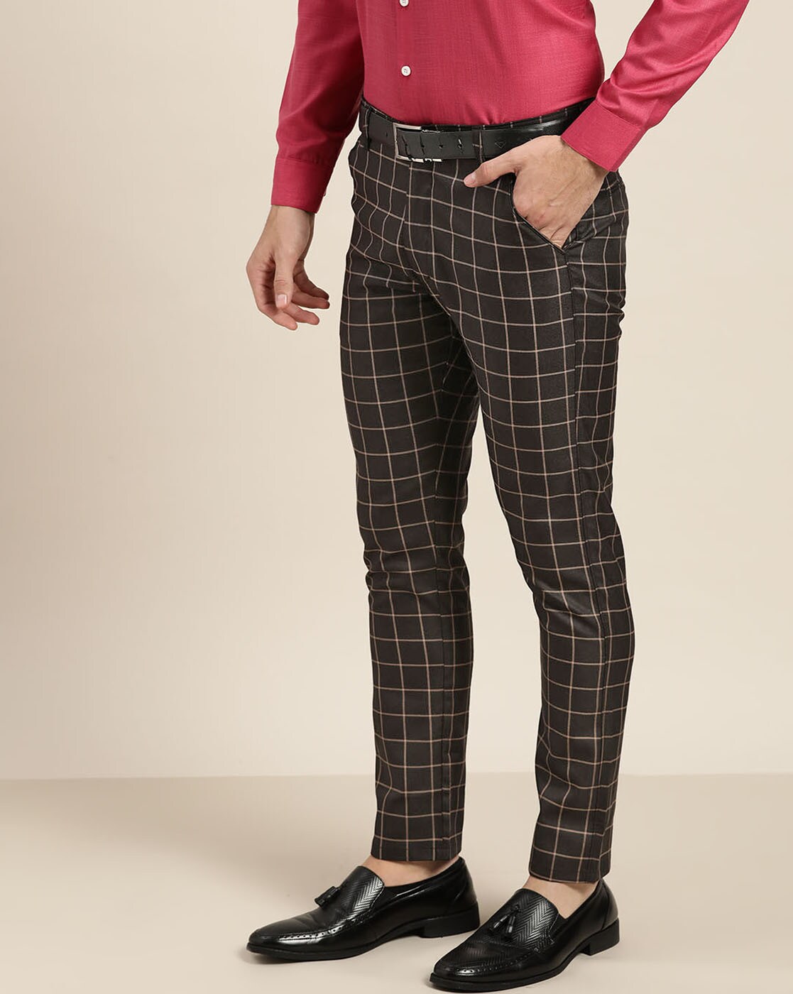 Banned Retro Mens Sid Red Tartan Check Trousers | Free UK P&P