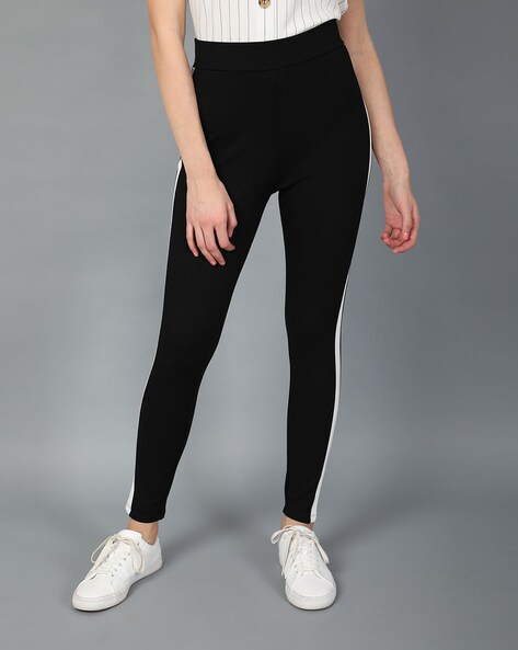 black tight fitted trousers