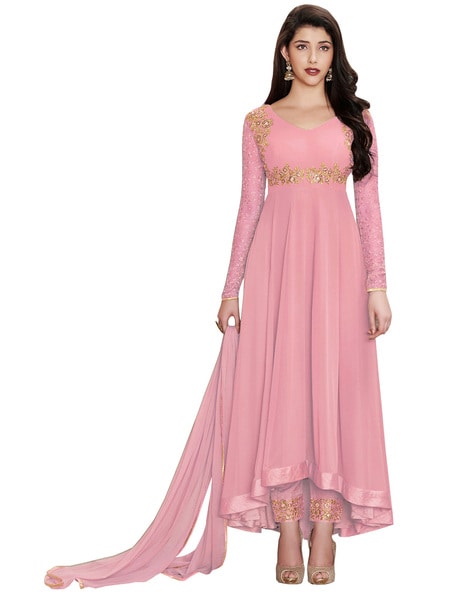 anarkali pink dress