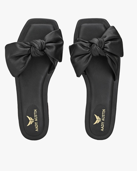 Black slides cheap with bow