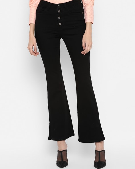 black high rise flare jeans