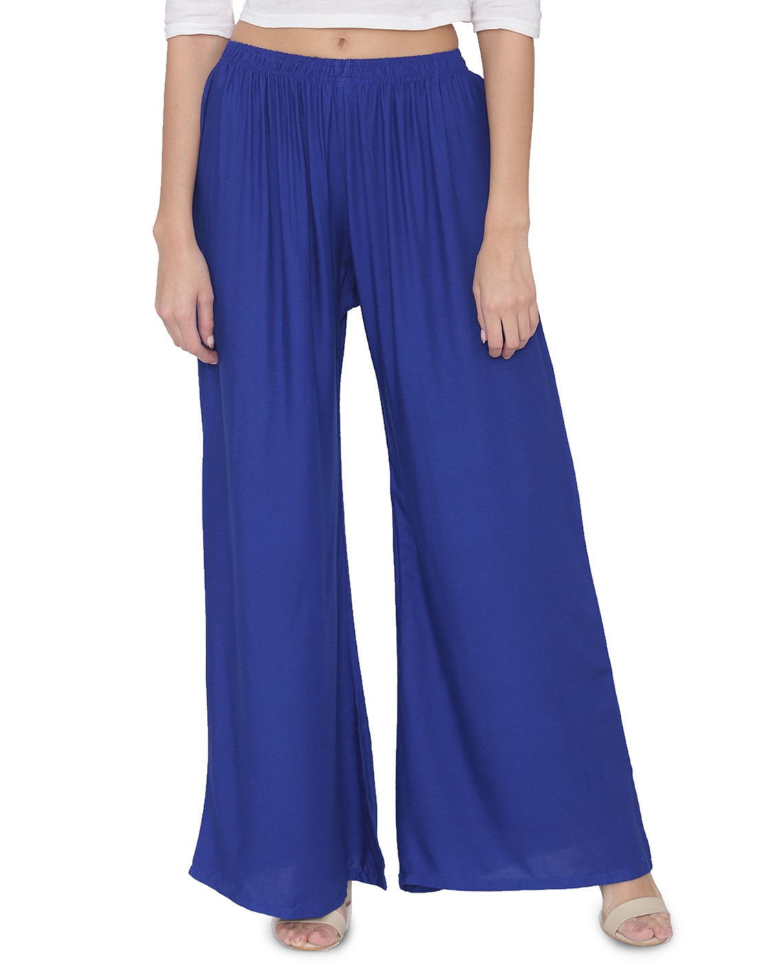 Wide-leg cotton pants with waist ties :: LICHI - Online fashion store
