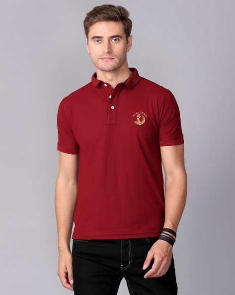 Slim Fit Button-Up Polo T-Shirt