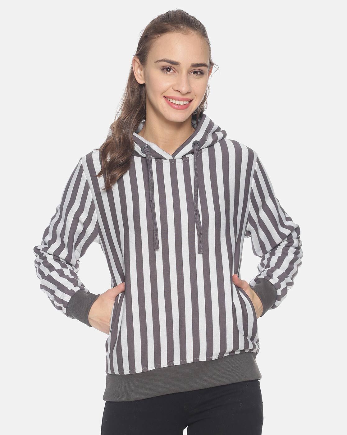 Black and white striped hoodie clearance women's