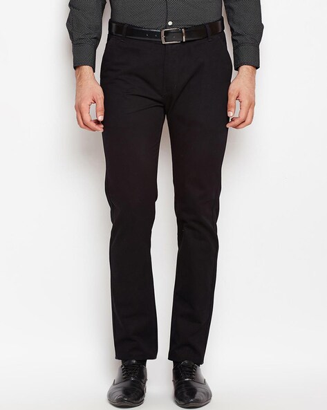 Buy Hancock Men Black Slim Fit Solid Formal Trousers - Trousers for Men  9327875 | Myntra