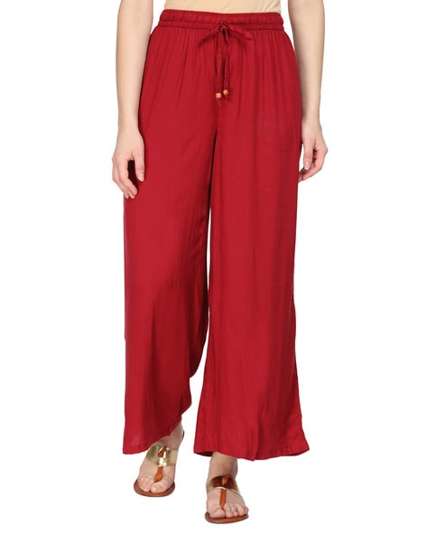 Mid-Rise Palazzos with Drawstring Waist Price in India