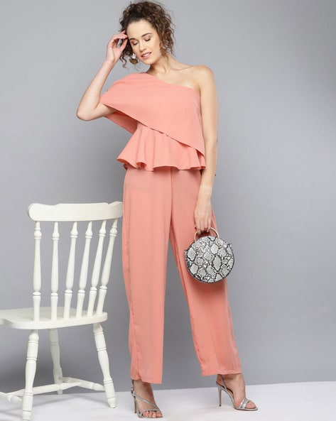 Off-Shoulder Jumpsuit with Overlay