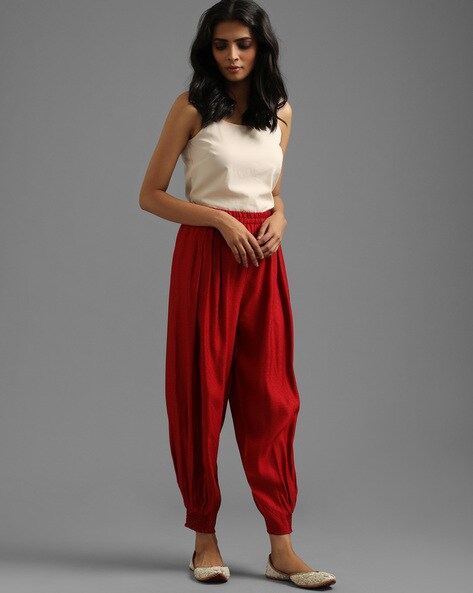 Cotton Silk Double-Face Cropped Tapered Pants