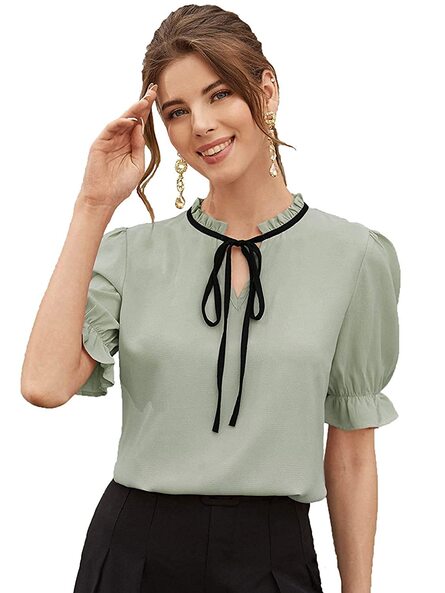 Tie-Up Neck Fitted Top