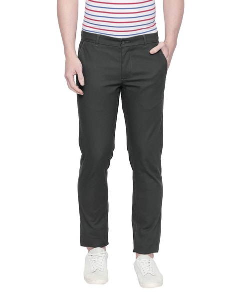 BASICS Casual Trousers : Buy BASICS Tapered Fit Inkwell Navy Cotton Stretch  Trousers Online | Nykaa Fashion