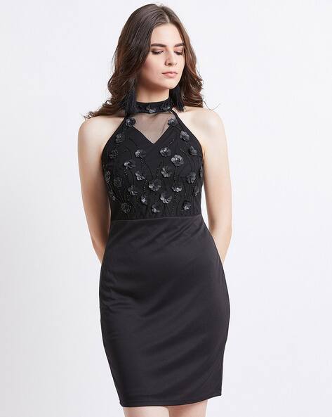 black embellished bodycon dress