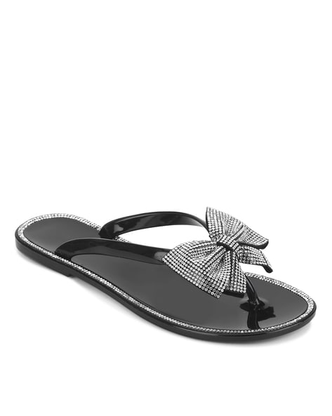 Black bow flip discount flops