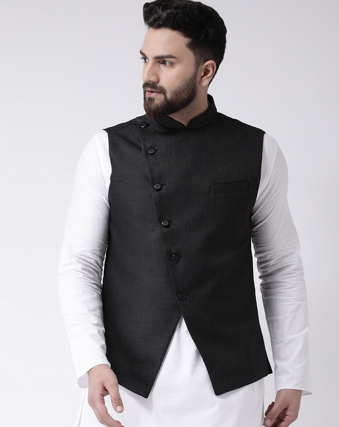 Cotton Solid Plain Charcoal Black Nehru Jacket at Rs 520/piece in Kanpur |  ID: 2852083403288