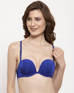 Buy PrettyCat Padded Wired Front Closure Push-Up Bra - Blue at Rs.494  online