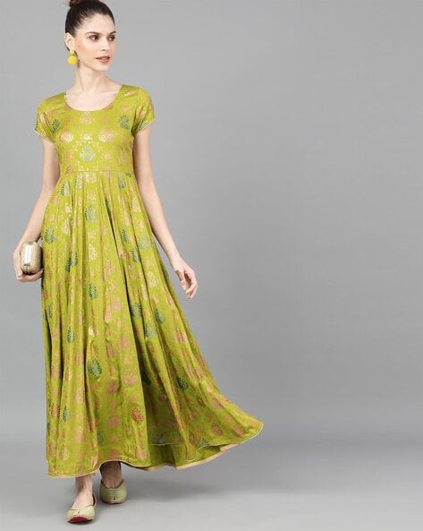 ajio green dress