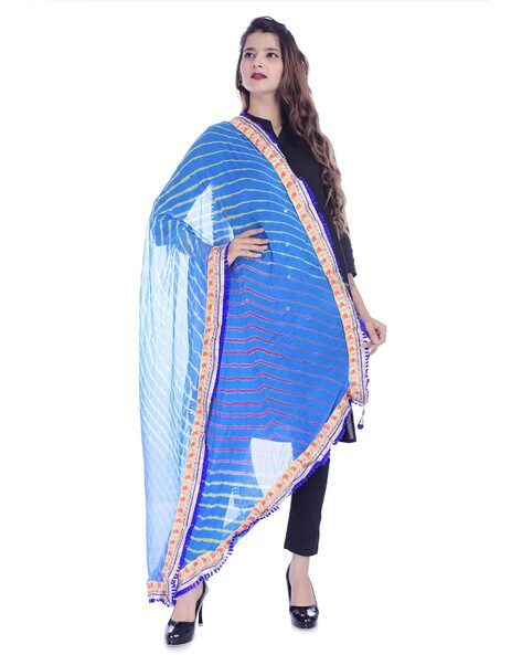Striped Dupatta with Embroidered Detail Price in India