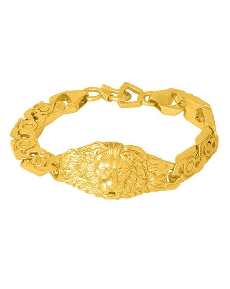 Buy Vintage Black Leather and Gold Lion Wrap Bracelet Online in India - Etsy