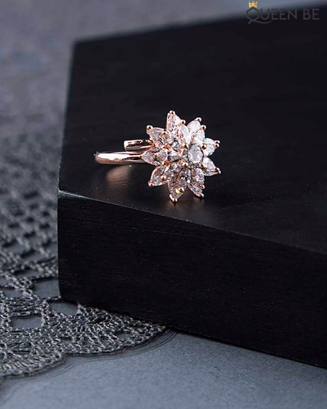 Elegant Crown Shape Diamond Ring | HX Jewelry