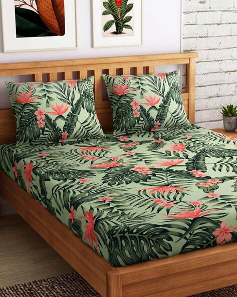 Buy Green Bedsheets For Home Kitchen By Petal Home Online Ajio Com