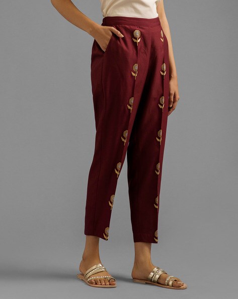 Buy Rani Vineyard Boot Cut Trousers In Silk Brocade by Designer SUKETDHIR  Online at Ogaan.com