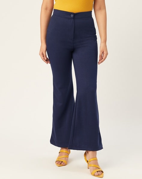 Buy Navy Blue Trousers Pants for Women by Alsace Lorraine Paris