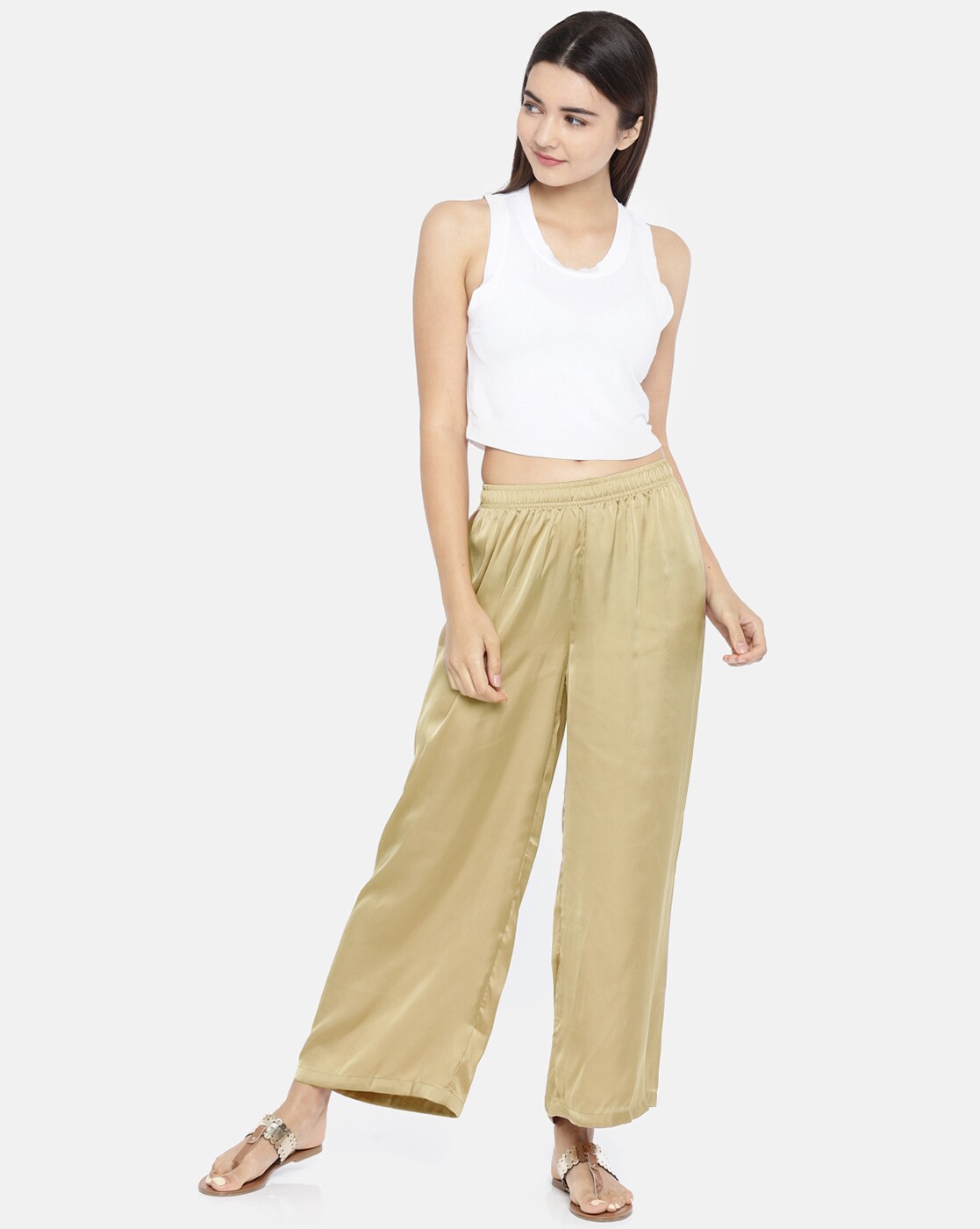 Go Colors Pants : Buy Go Colors Women Solid Light Beige Ponte Wide Leg Pant  Online | Nykaa Fashion