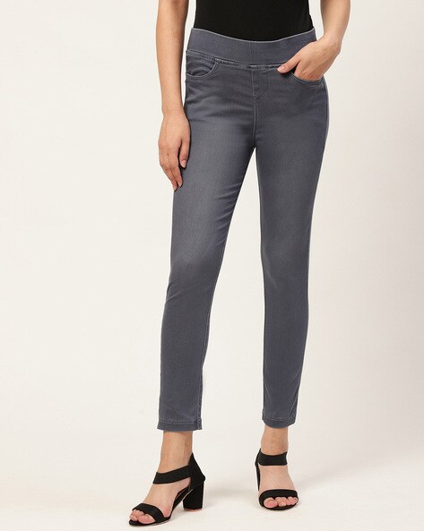 contrast top-stitching detail jeggings