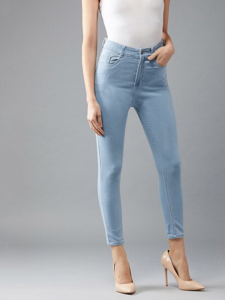 DOLCE CRUDO Women Blue Skinny Fit High-Rise Clean Look Stretchable Jeans