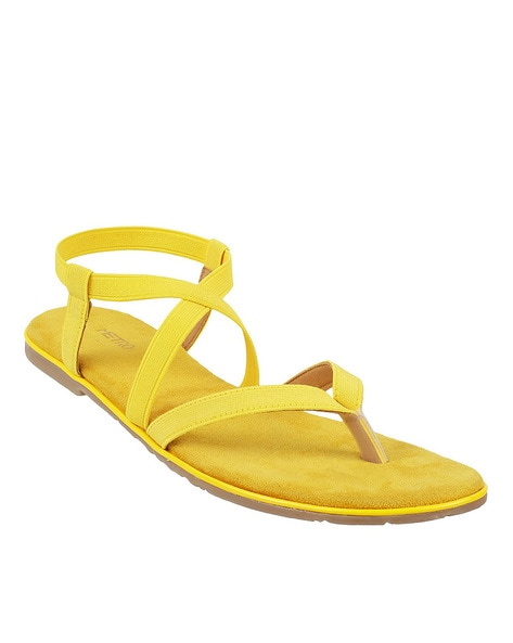 Buy Yellow Flat Sandals for Women by Svrnaa Online | Ajio.com