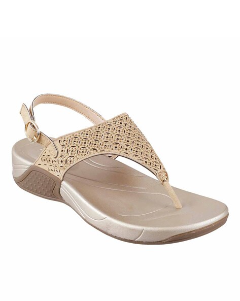 Buy Gold Flat Sandals for Women by Mochi Online