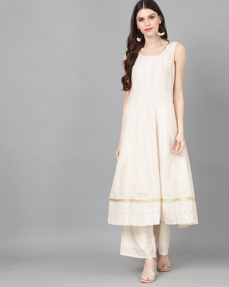 white sleeveless anarkali