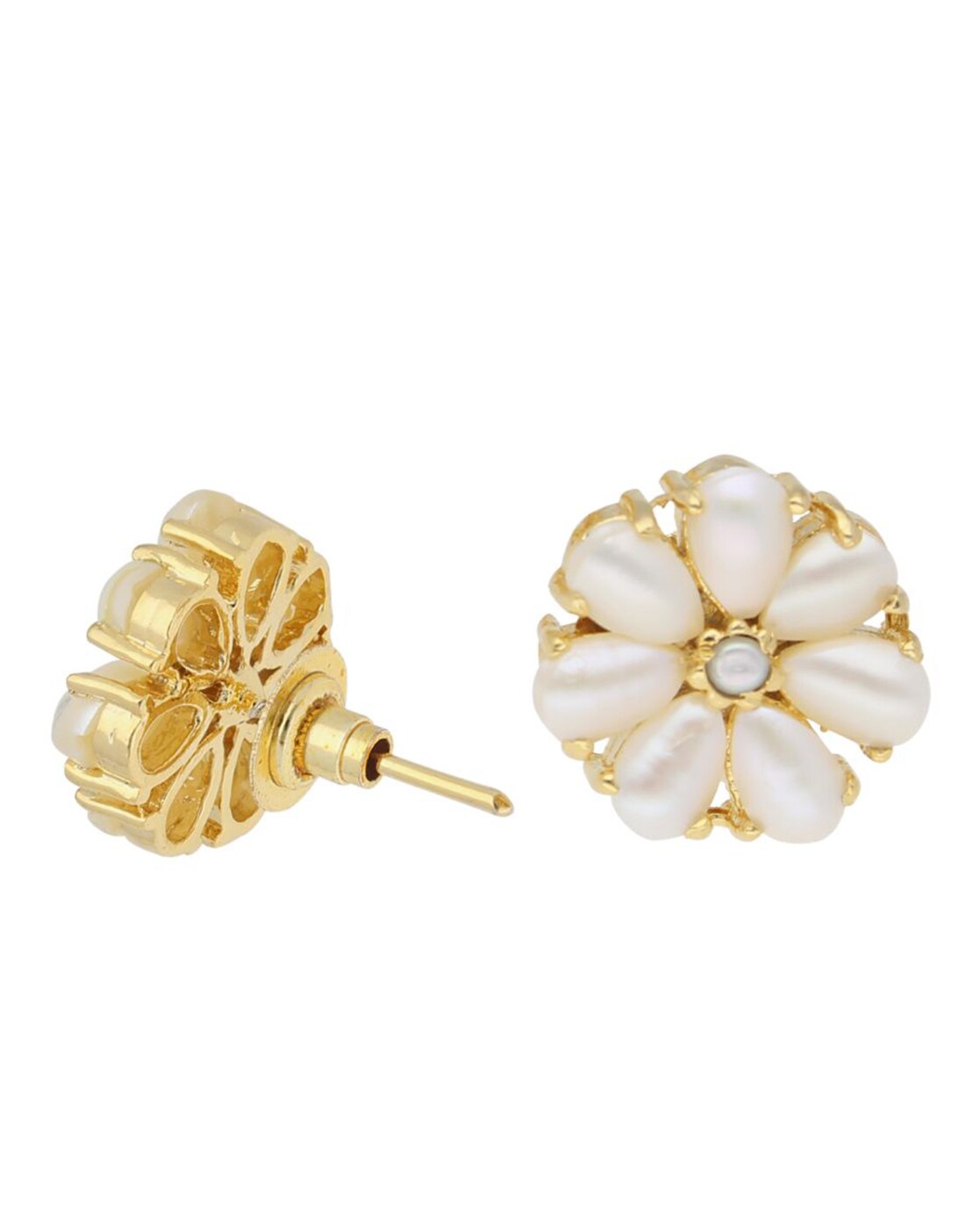 kate spade new york Gold-Tone Cubic Zirconia, Imitation Pearl & Mother-of-Pearl  Flower Cluster Stud Earrings - Macy's