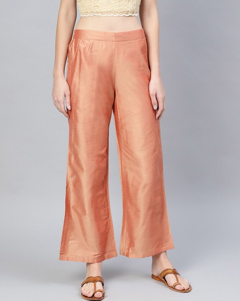 Solid Ladies Peach Poly Blend Qlot Pant Palazzo, Waist Size: 32.0 at Rs 500  in New Delhi